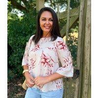 Blush Floral Tie Sleeve Blouse Size 18