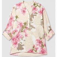Stone Floral Sequin Pocket Roll Sleeve Top