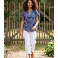 Navy Print Smock Blouse Size 24/26