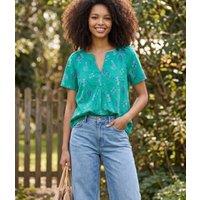 Green Floral Smock Blouse Size 18/20