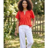 Red Textured Smock Blouse Size 26/28