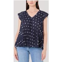 Navy Polka Dot Pleated Top Size One size