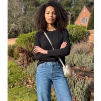 Black Seamed Cotton Rich Top Size 10