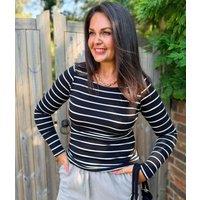 Black Striped Long Sleeve Top Size 6/8