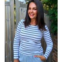 White Striped Long Sleeve Top Size 6/8