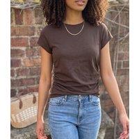 Brown Ruched Short Sleeve Top Size 18