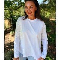 White Long Sleeve Organic Cotton Tunic Top Size 16