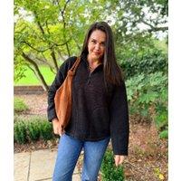 Black 1/4 Zip Borg Fleece Top Size 20/22