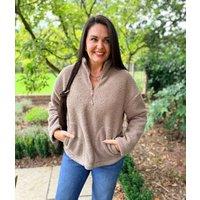 Taupe 1/4 Zip Borg Fleece Top Size 6/8
