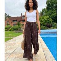 Brown Tie Dye Wide Leg Trousers Size 18/20