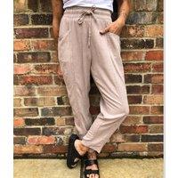 Oatmeal Linen Blend Tapered Trouser Size 24