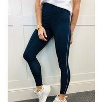 Navy White Side Stripe High Waisted Leggings Size 6
