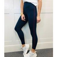 Navy Red Side Stripe High Waisted Leggings Size 10