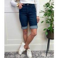 Inky Blue Denim Knee Length Shorts Size 14