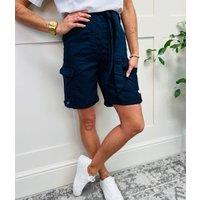 Navy Long Cargo Shorts Size 24