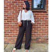Chocolate Stripe Wide Leg Trousers Size 8