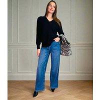 Dark Blue Denim Wide Leg Jeans-SECONDS Size 6R