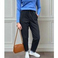 Black Cotton Rich Straight Leg Jogger Trousers Size 24R