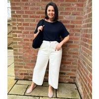 Soft White Wide Leg Cropped Jeans Size 16R