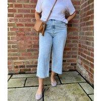 Light Wash Wide Leg Cropped Jeans Size 12L