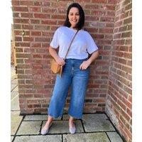 Mid Wash Wide Leg Cropped Jeans Size 16L