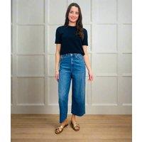 Mid Wash Wide Leg Cropped Jeans Size 8L