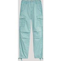 Duck Egg Blue Lyocell Rich Cargo Trousers Size 12S