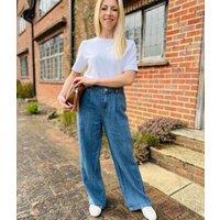 Blue Linen Blend Wide Leg Jeans Size 16R