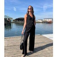 Black Textured Waistcoat & Trouser Set Size 8/10