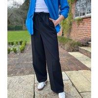Black Wide Leg Drawstring Trousers Size 14L