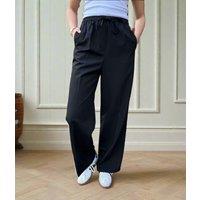 Black Wide Leg Drawstring Trousers Size 16R