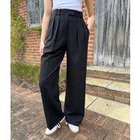 Black Tailored Wide Leg Trousers Size 8L