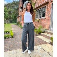Charcoal Cotton Wide Leg Joggers Size 12R