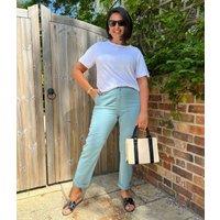 Duck Egg Blue Cotton Rich Slim Fit Chino Trousers Size 22R