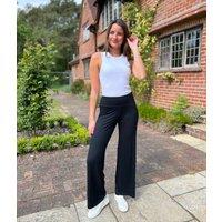 Black Soft Touch Wide Leg Trousers Size 10R