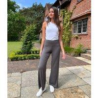 Grey Soft Touch Wide Leg Trousers Size 24R
