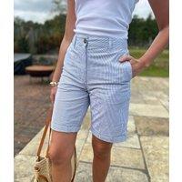 Light Blue Cotton Rich Striped Chino Shorts Size 8