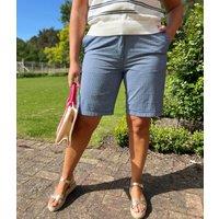 Navy Cotton Rich Striped Chino Shorts Size 14