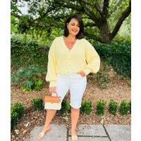 Ivory Knee Length Denim Shorts Size 18