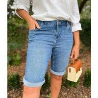 Mid Denim Knee Length Denim Shorts Size 14