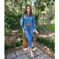 Blue Denim Zipped Jumpsuit Size 12R