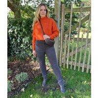 Grey Straight Leg Cord Trousers Size 24R