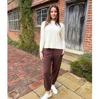 Brown Cotton Rich Cuffed Joggers Size 8S