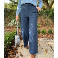 Navy Belle Tweedy Wide Leg Trousers Size 22R