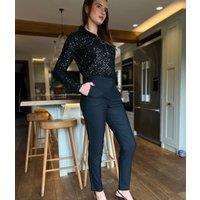 Black Wool & Silk Blend Trousers Size 8R