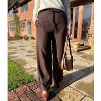 Brown Pinstripe Trousers Size 18