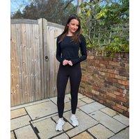 Black Piped Good Move High Waisted Leggings Size 8