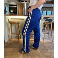 Blue Cotton Rich Retro Side Stripe Joggers Size 18L