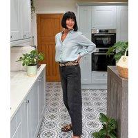 Charcoal Mid Rise Barrel Leg Jeans Size 8