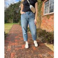 Blue Mid Rise Barrel Leg Jeans Size 24